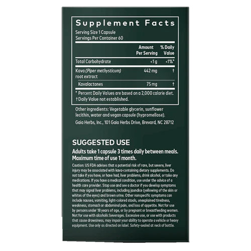 Kava Root Extract Capsules - 442mg 60 Capsules