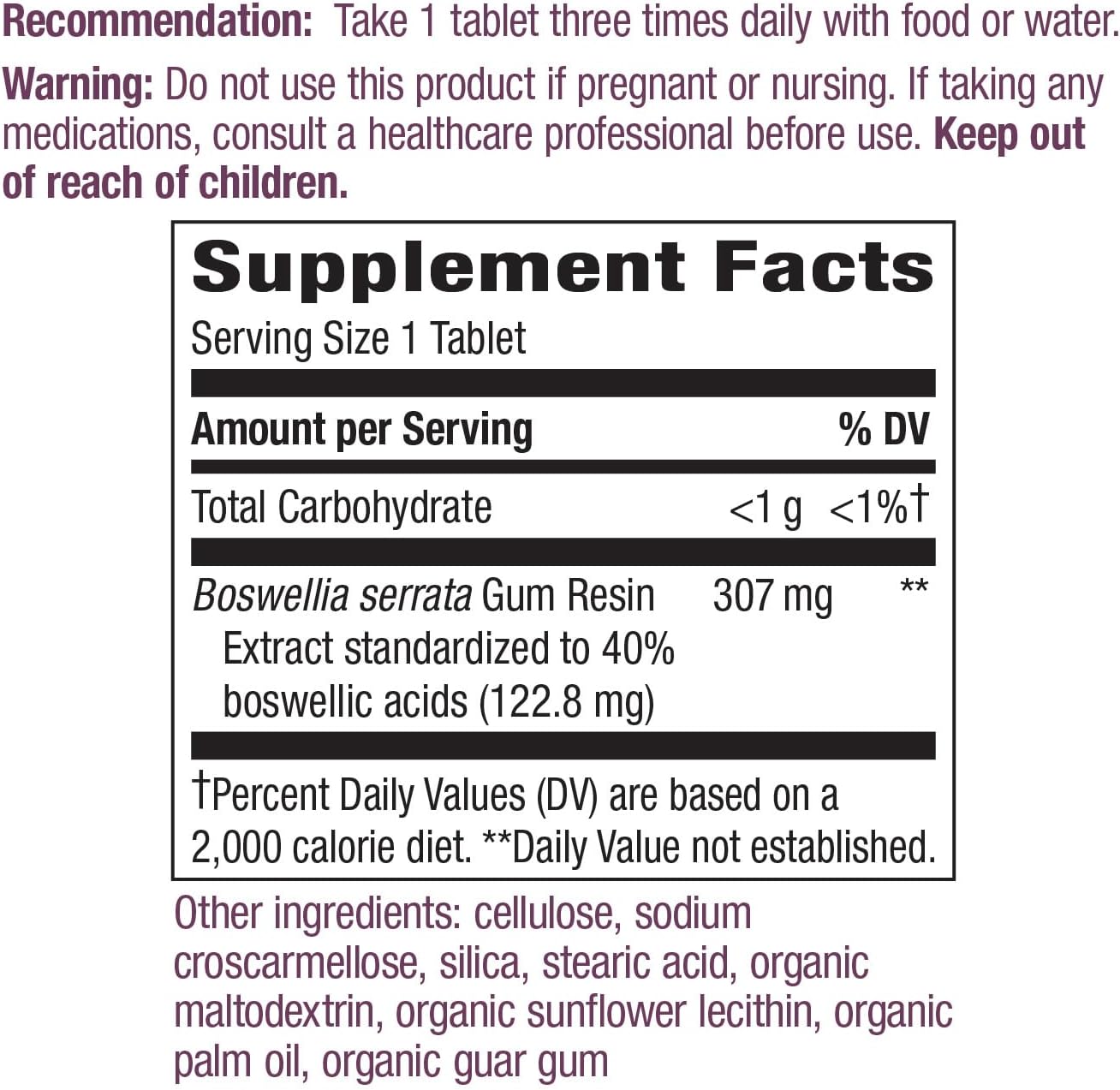 Boswellia- 307mg 60 tablets