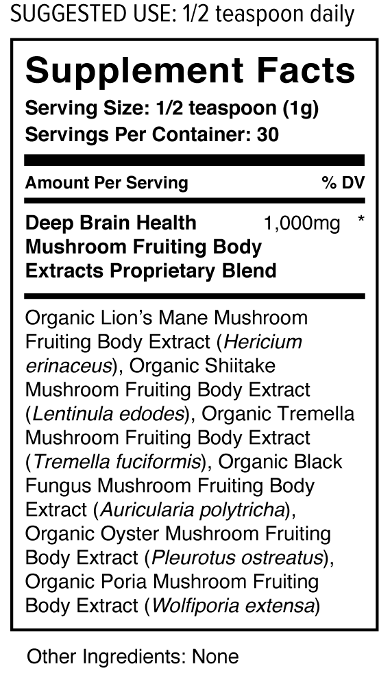 Wholesun Wellness - Deep Brain Health (Certified Organic) Mushroom Extract Blend
