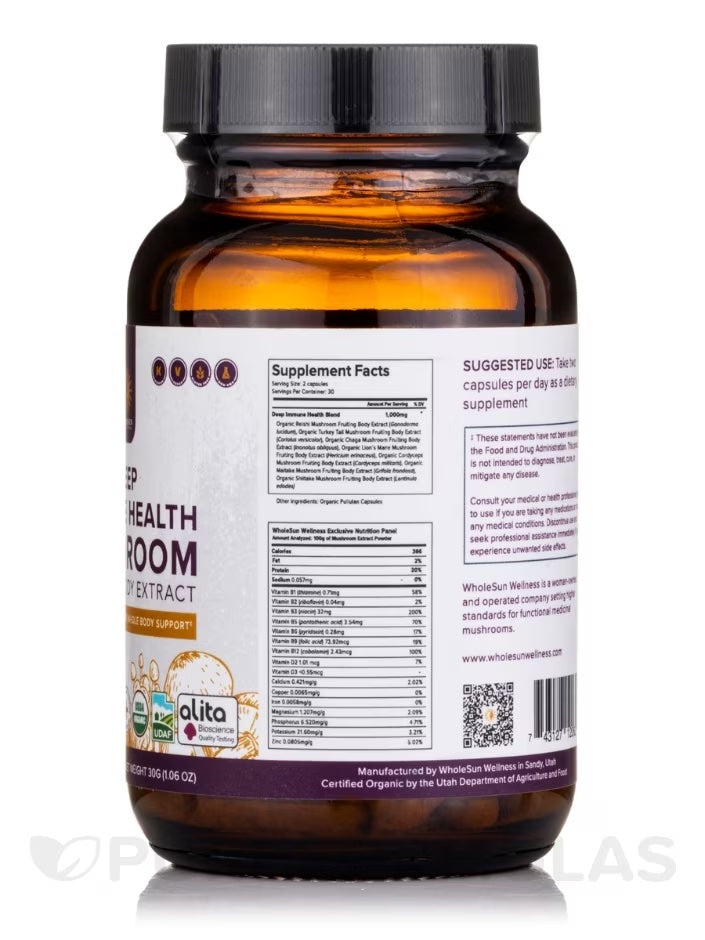 Wholesun Wellness - Deep Immune Health Mushroom (Organic)- 60 Capsules