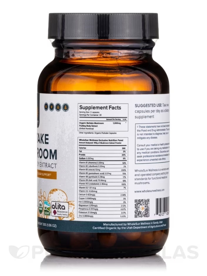 Wholesun Wellness - Organic Maitake Mushroom - 60 Capsules